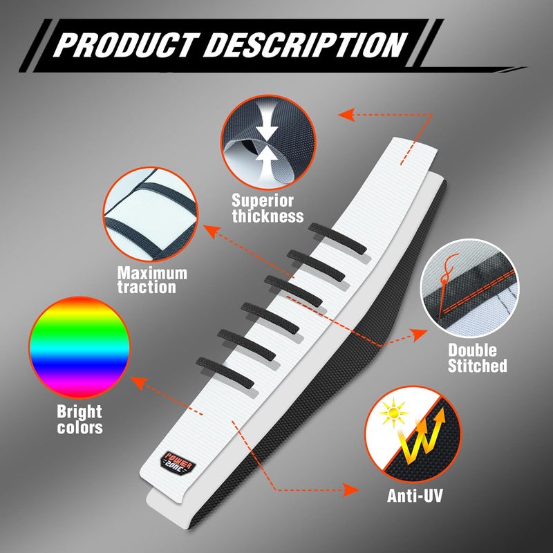 fewfuss Gripper Rubber Dirt Bike Seat Cover - Universal Soft Seat Cover for Most Dirt Bike Motorcycle White - Image 3